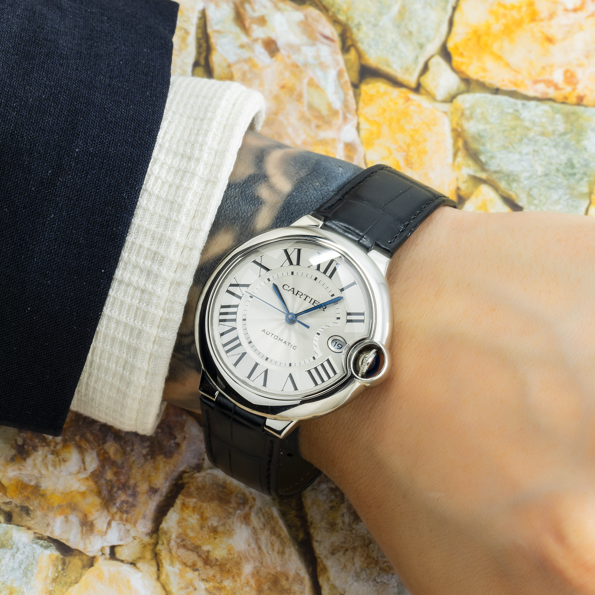 Cartier Ballon Bleu Automatic Watch W69012Z4 Stainless Steel with Leather Bracelet-Cartier-JD Watches NY