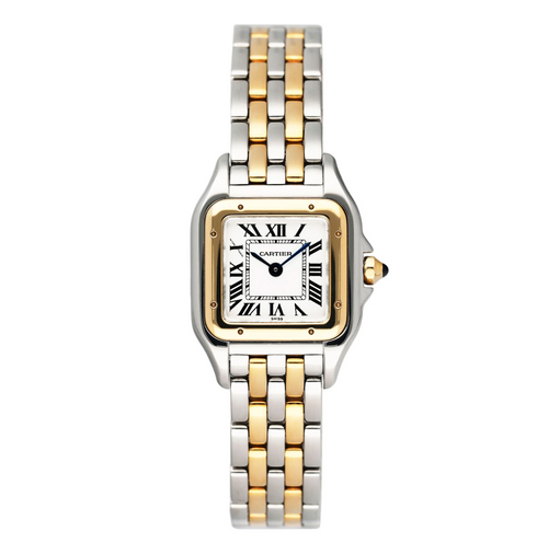 Cartier Panthère 6692, 18k Yellow Gold and Stainless Steel Case with Silver Dial, Two-Row Bracelet