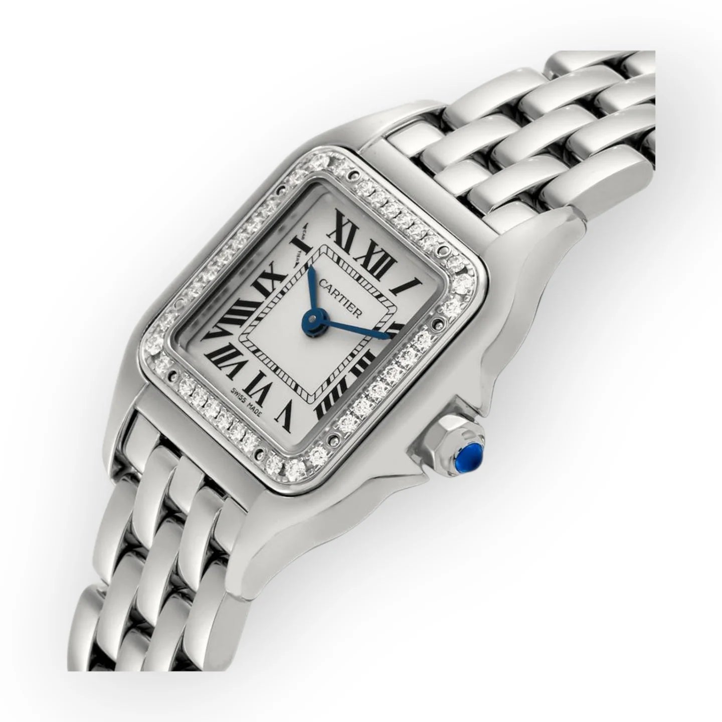 Cartier Panthere Medium Steel Diamond Bezel Ladies Watch W4PN0008