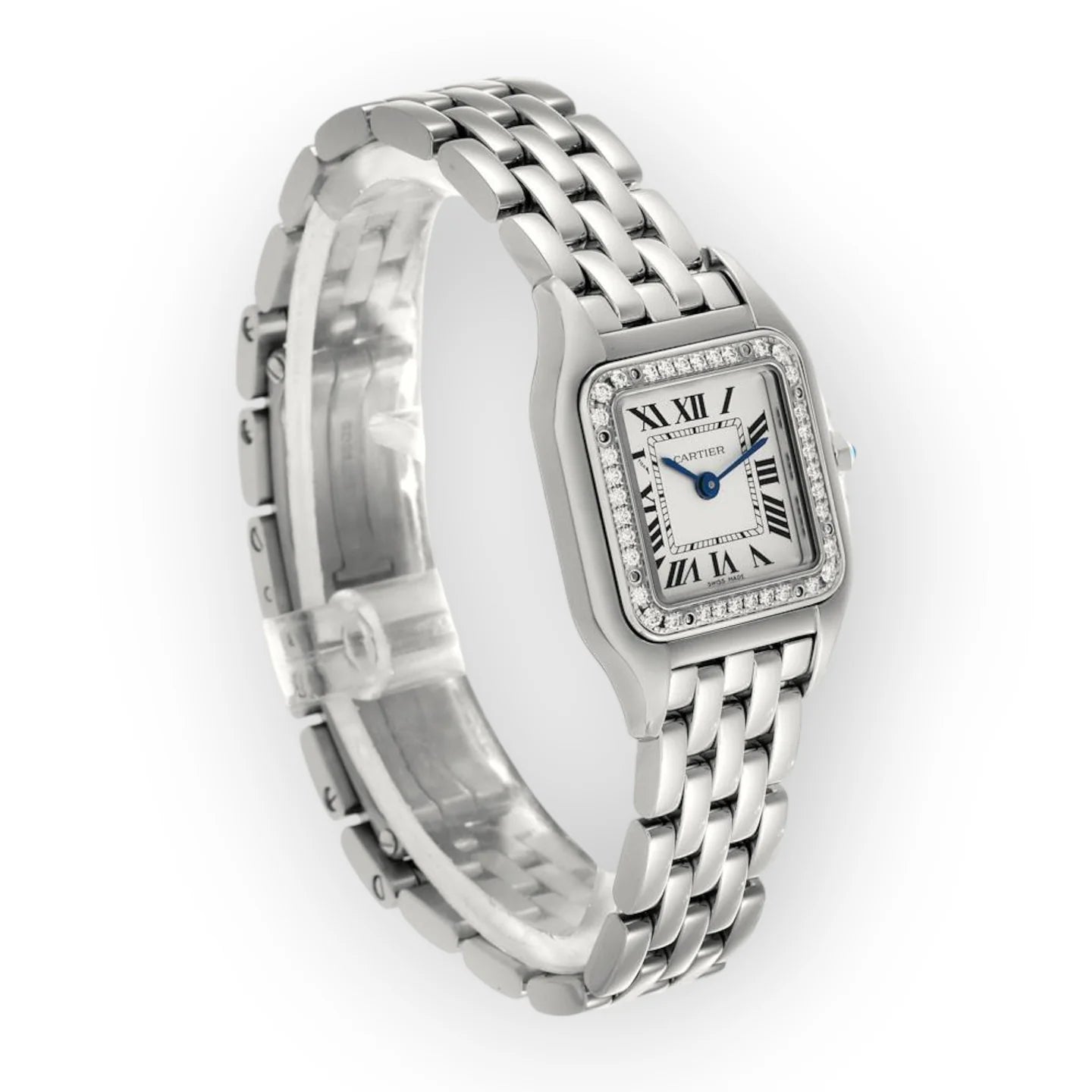 Cartier Panthere Medium Steel Diamond Bezel Ladies Watch W4PN0008