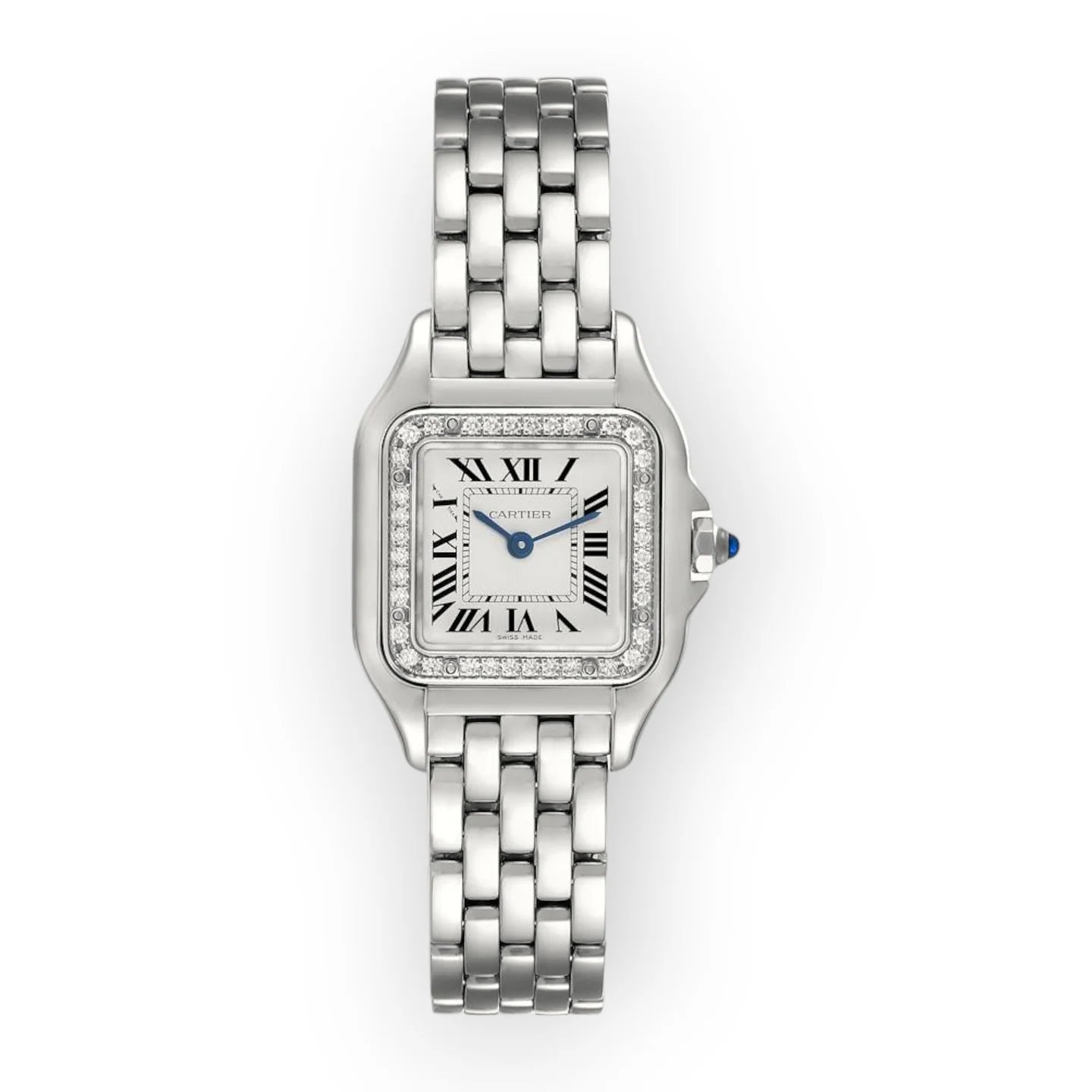 Cartier Panthere Medium Steel Diamond Bezel Ladies Watch W4PN0008