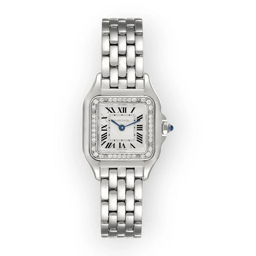 Cartier Panthere Medium Steel Diamond Bezel Ladies Watch W4PN0008