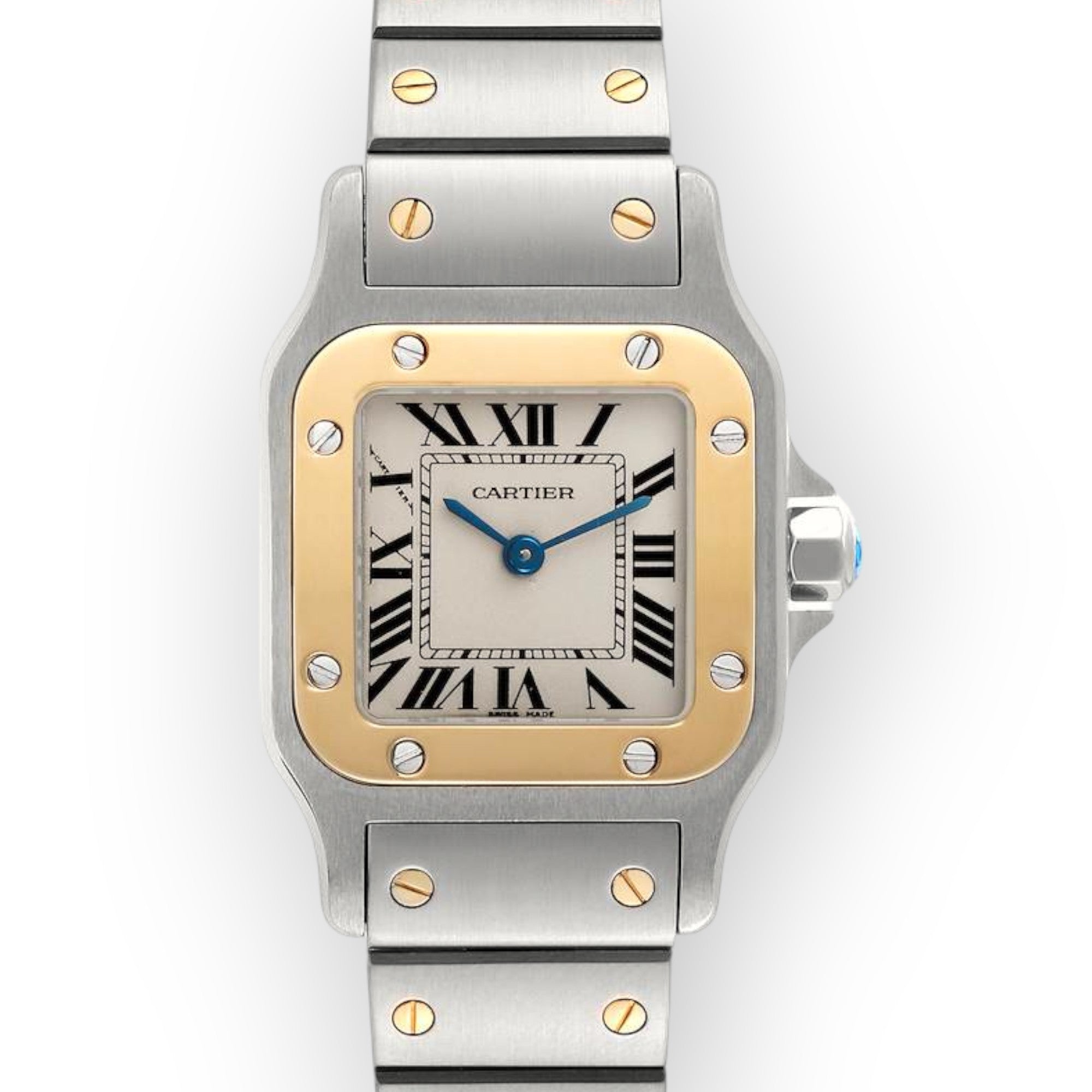 Cartier Santos Galbee Small W20012C4 Steel Yellow Gold Ladies Watch-Cartier-JD Watches NY
