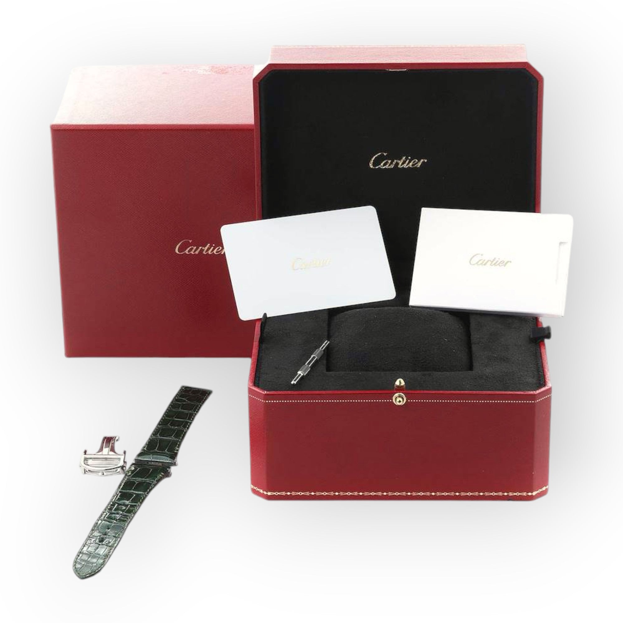 Cartier Santos Large Green Dial Steel Mens Watch WSSA0062-Cartier-JD Watches NY