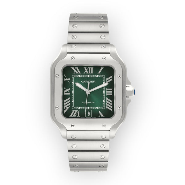 Pre-Owned Cartier Santos WSSA0062 – Large Green Dial Steel Watch