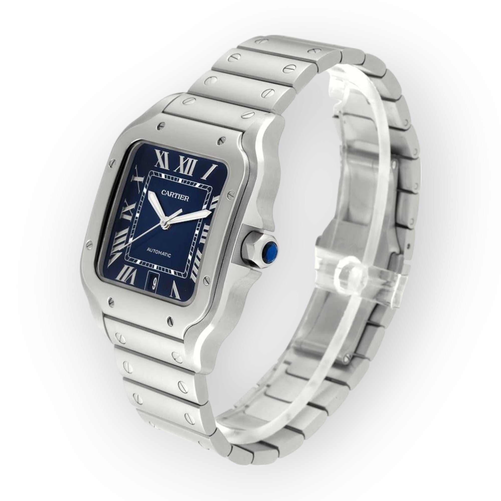 Cartier Santos WSSA0030 40mm Blue Dial With Stainless Steel Bracelet-Cartier-JD Watches NY