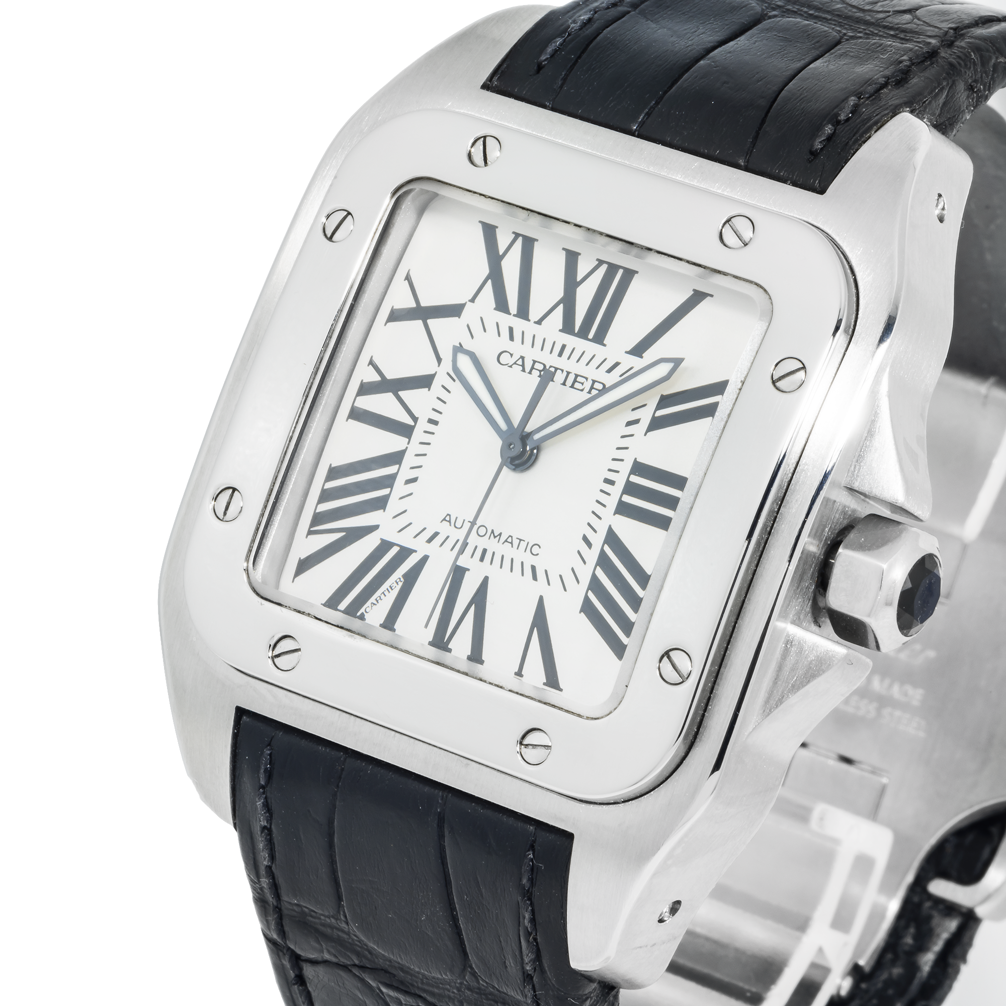 Cartier Santos XL Stainless Steel Automatic Watch – 38mm Leather Strap-Cartier-JD Watches NY