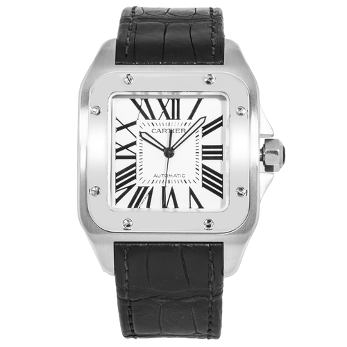 Cartier Santos XL Stainless Steel Automatic Watch – 38mm Leather Strap