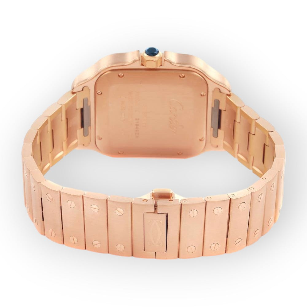 Cartier Santos de Cartier WGSA0018 39.8mm Silvered Opaline Dial With Rose Gold Bracelet-Cartier-JD Watches NY