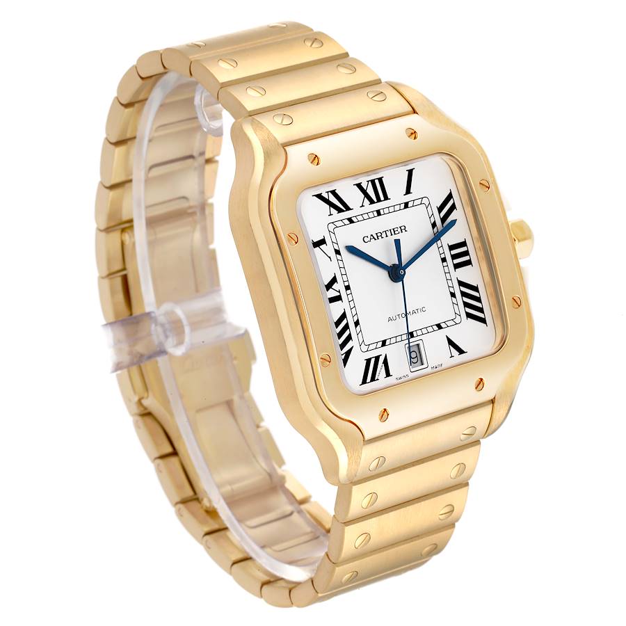 Cartier Santos de Cartier WGSA0029 39.8mm Silvered Opaline Dial With Yellow Gold Bracelet-Cartier-JD Watches NY