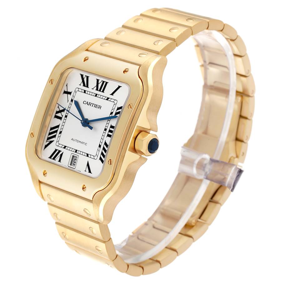 Cartier Santos de Cartier WGSA0029 39.8mm Silvered Opaline Dial With Yellow Gold Bracelet-Cartier-JD Watches NY