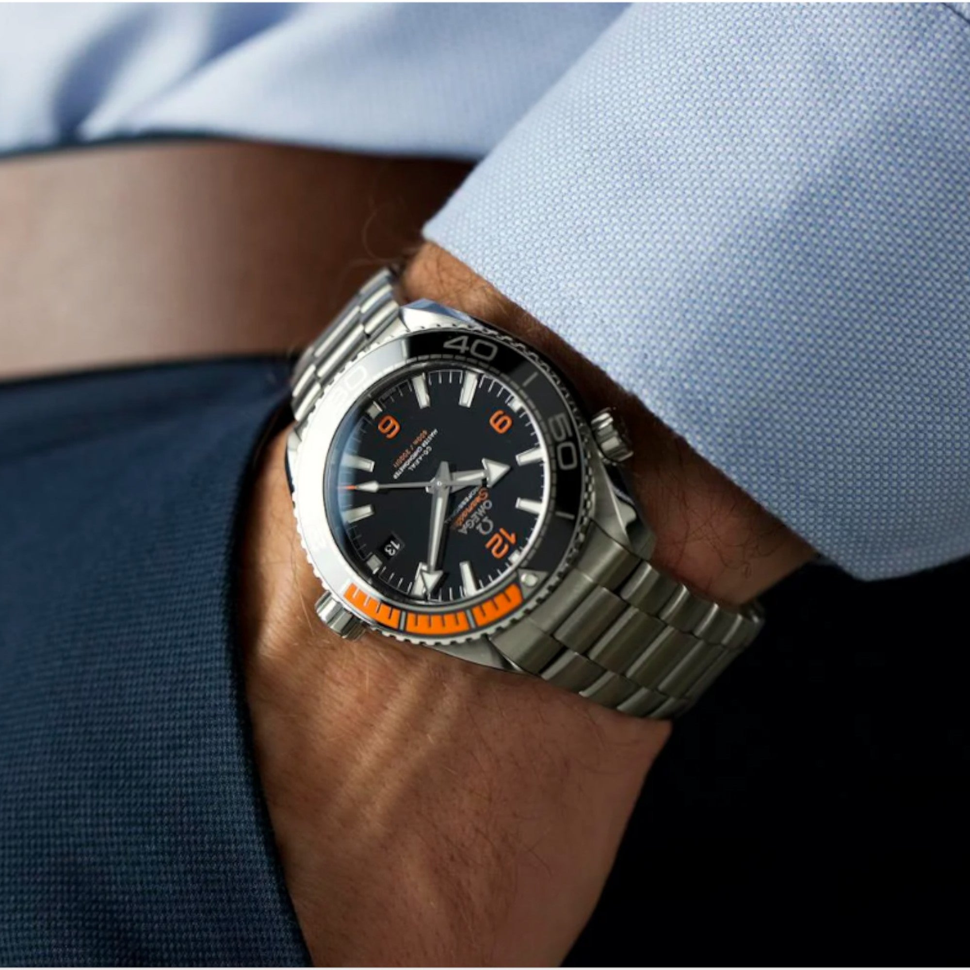Omega Planet Ocean 215.30.44.21.01.002 Black Orange Bezel Steel Mens Watch 2025-Omega-JD Watches NY