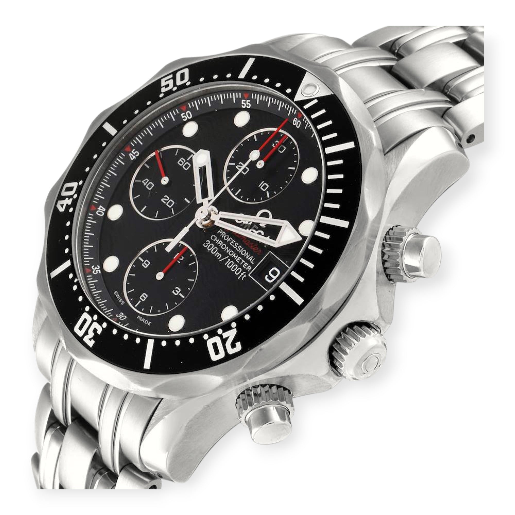 Omega Seamaster Chronograph 213.30.42.40.01.001 Black Dial Steel Mens Watch-Omega-JD Watches NY