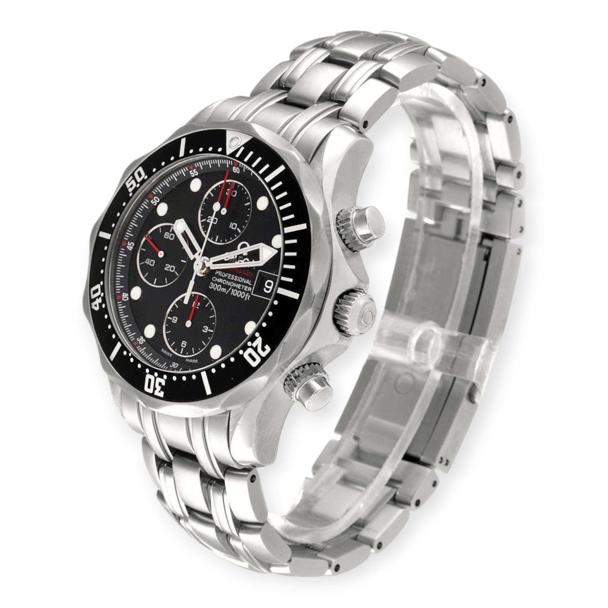 Omega Seamaster Chronograph 213.30.42.40.01.001 Black Dial Steel Mens Watch-Omega-JD Watches NY