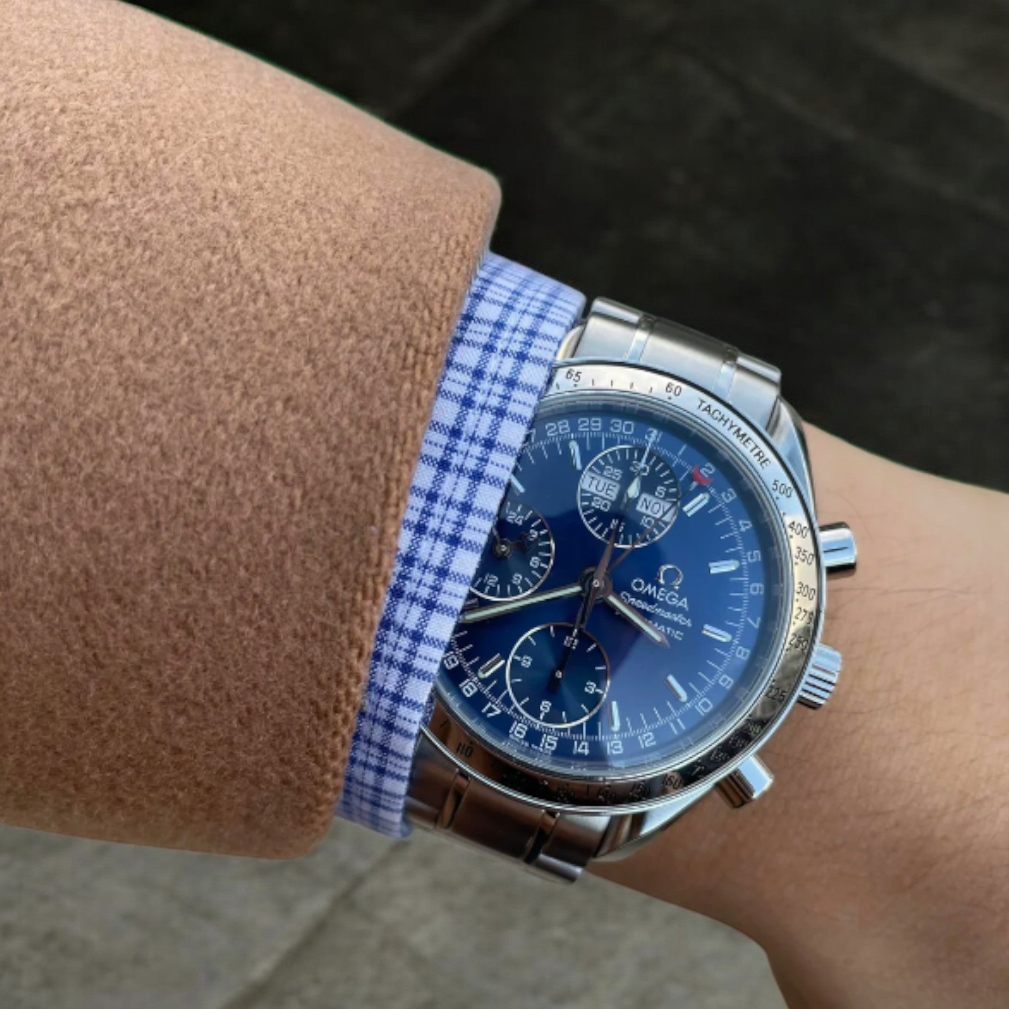 Omega Speedmaster 3511.80.00 Date Blue Dial Chronograph Mens Watch-Omega-JD Watches NY
