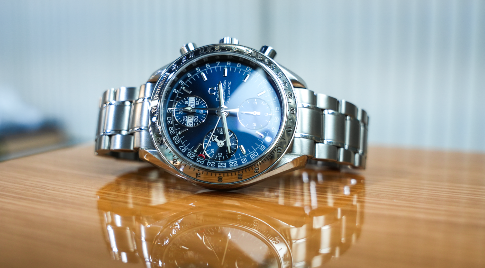 Omega Speedmaster Day-Date 3523.80.00 – 39mm Blue Dial with Stainless Steel Bracelet-Omega-JD Watches NY