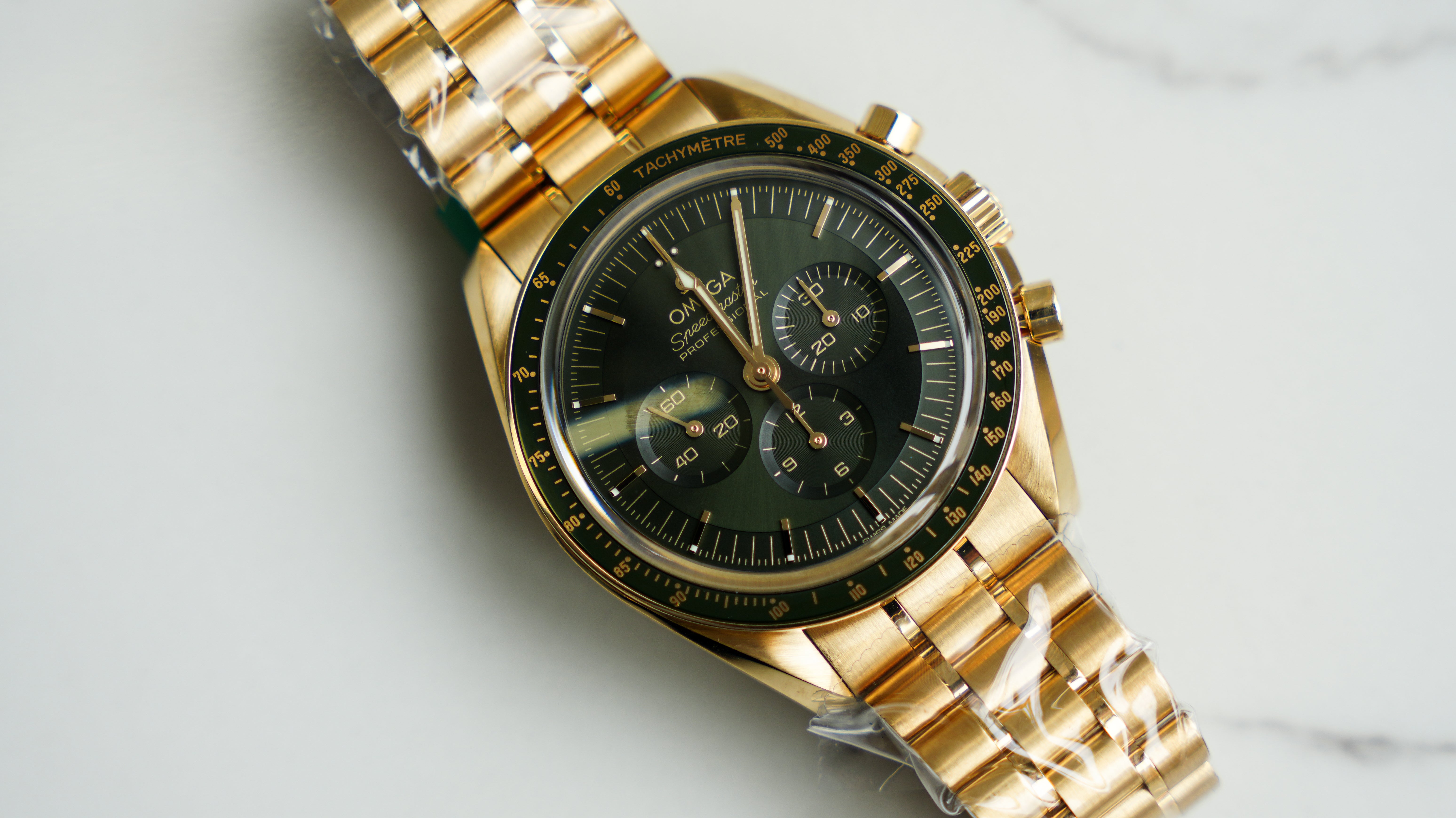 Omega Speedmaster Moonwatch Professional - 42mm Green Dial in 18K Moonshine™ Gold-Omega-JD Watches NY