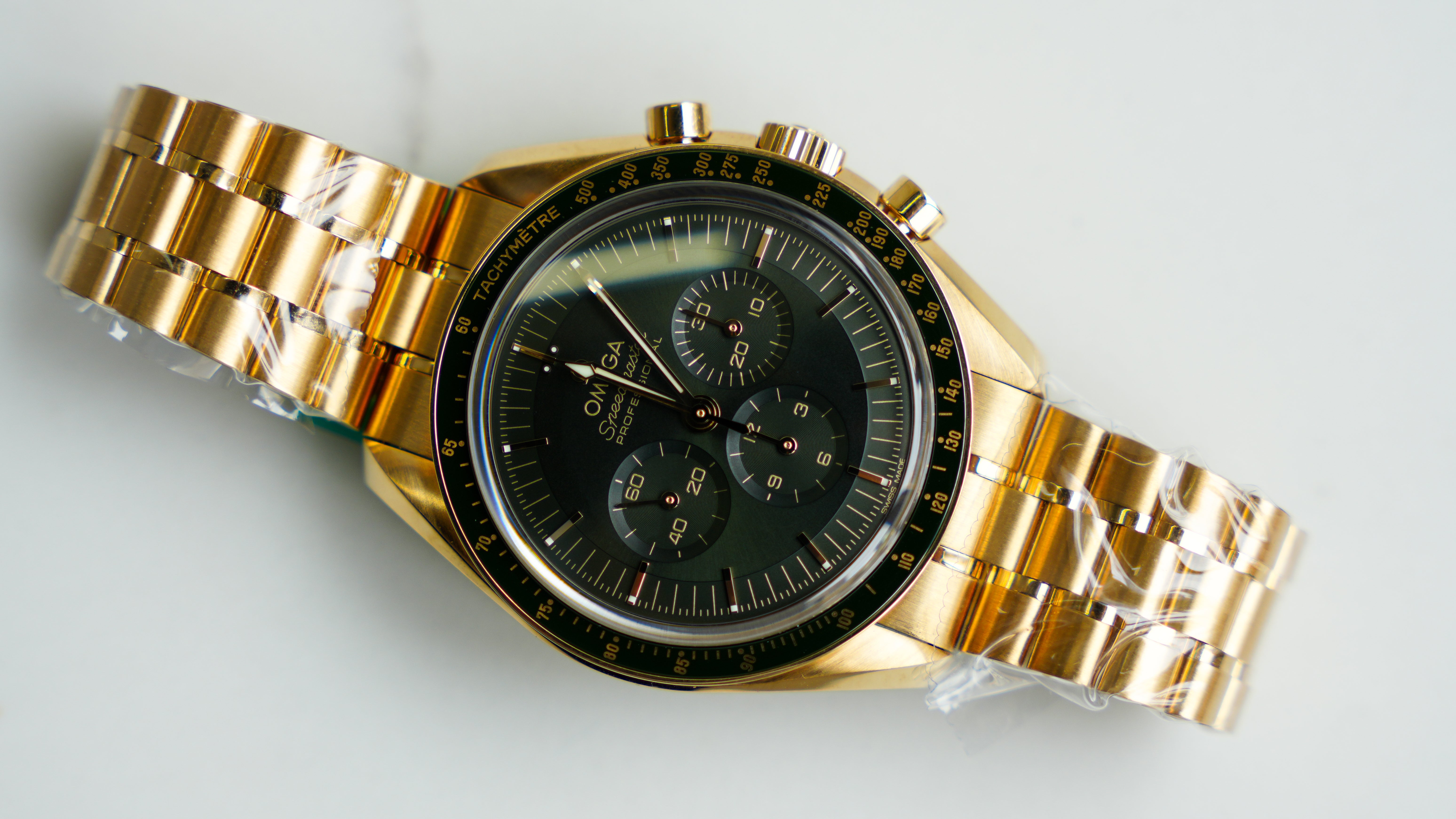 Omega Speedmaster Moonwatch Professional - 42mm Green Dial in 18K Moonshine™ Gold-Omega-JD Watches NY
