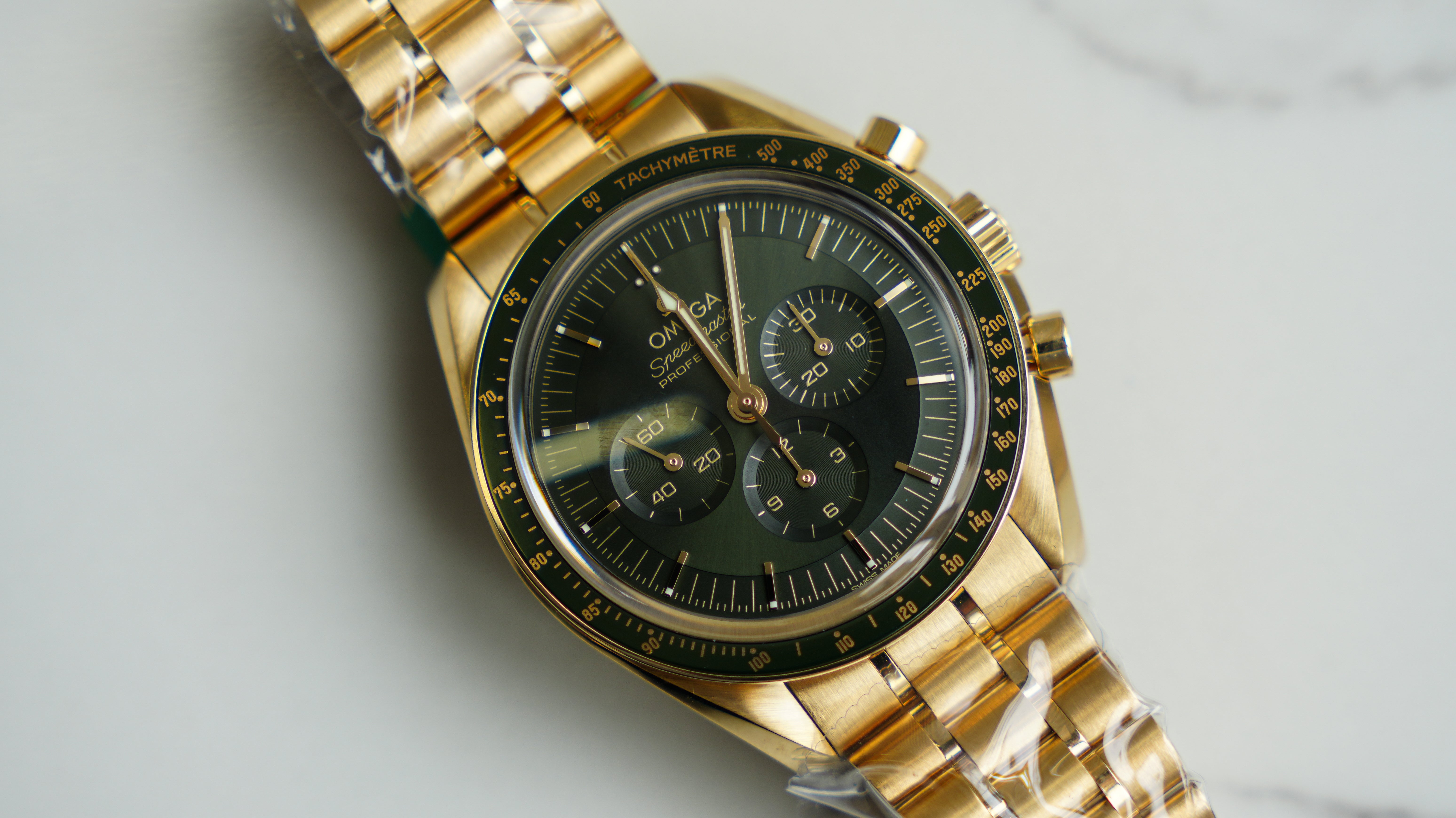 Omega Speedmaster Moonwatch Professional - 42mm Green Dial in 18K Moonshine™ Gold-Omega-JD Watches NY
