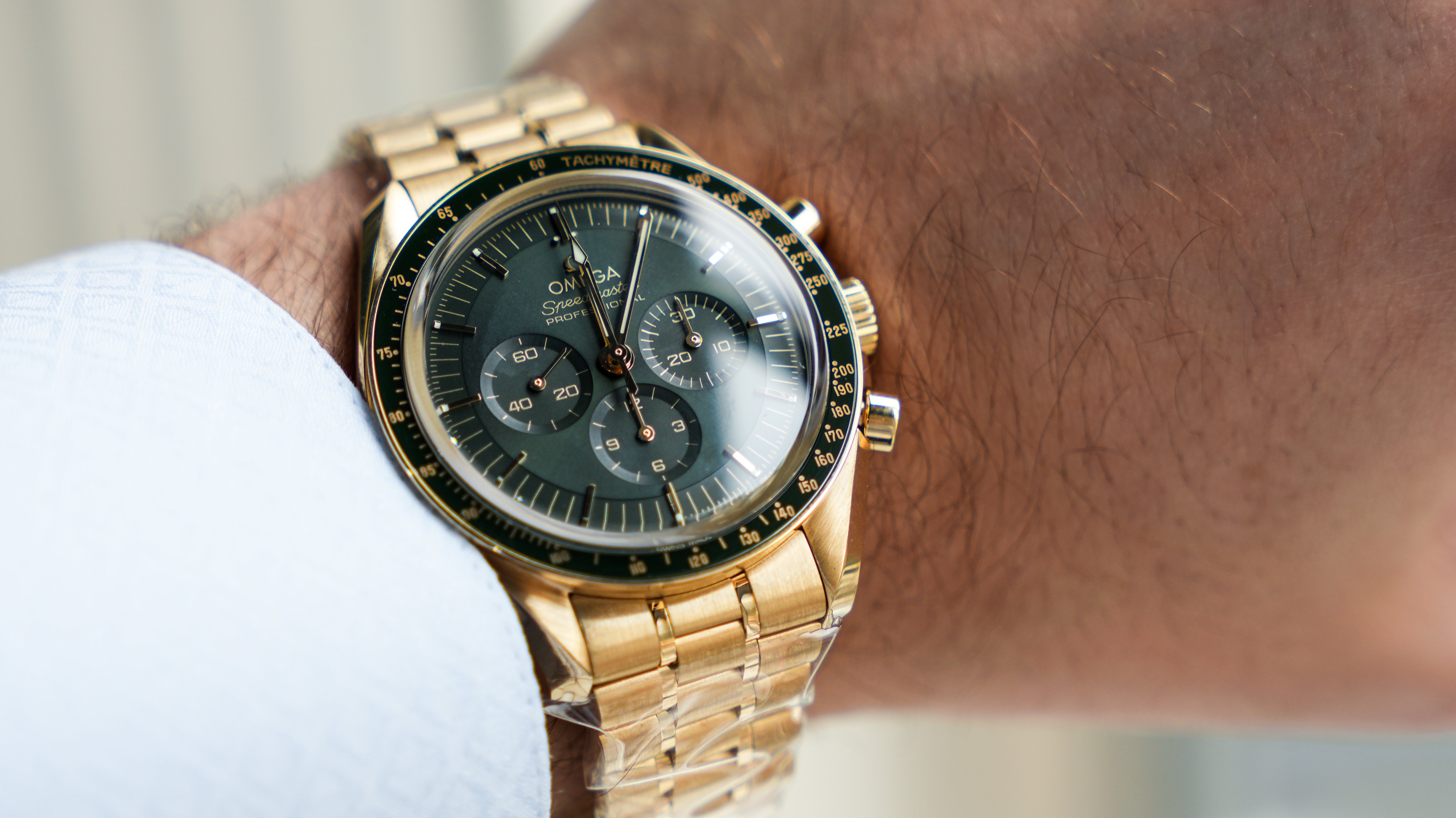Omega Speedmaster Moonwatch Professional - 42mm Green Dial in 18K Moonshine™ Gold-Omega-JD Watches NY