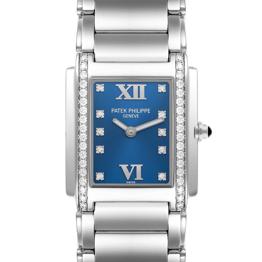 Patek Philippe 4910 Twenty-4 Blue Dial Steel Diamond Ladies Watch-Patek Philippe-JD Watches NY