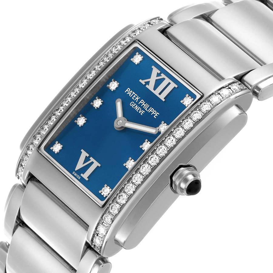 Patek Philippe 4910 Twenty-4 Blue Dial Steel Diamond Ladies Watch-Patek Philippe-JD Watches NY