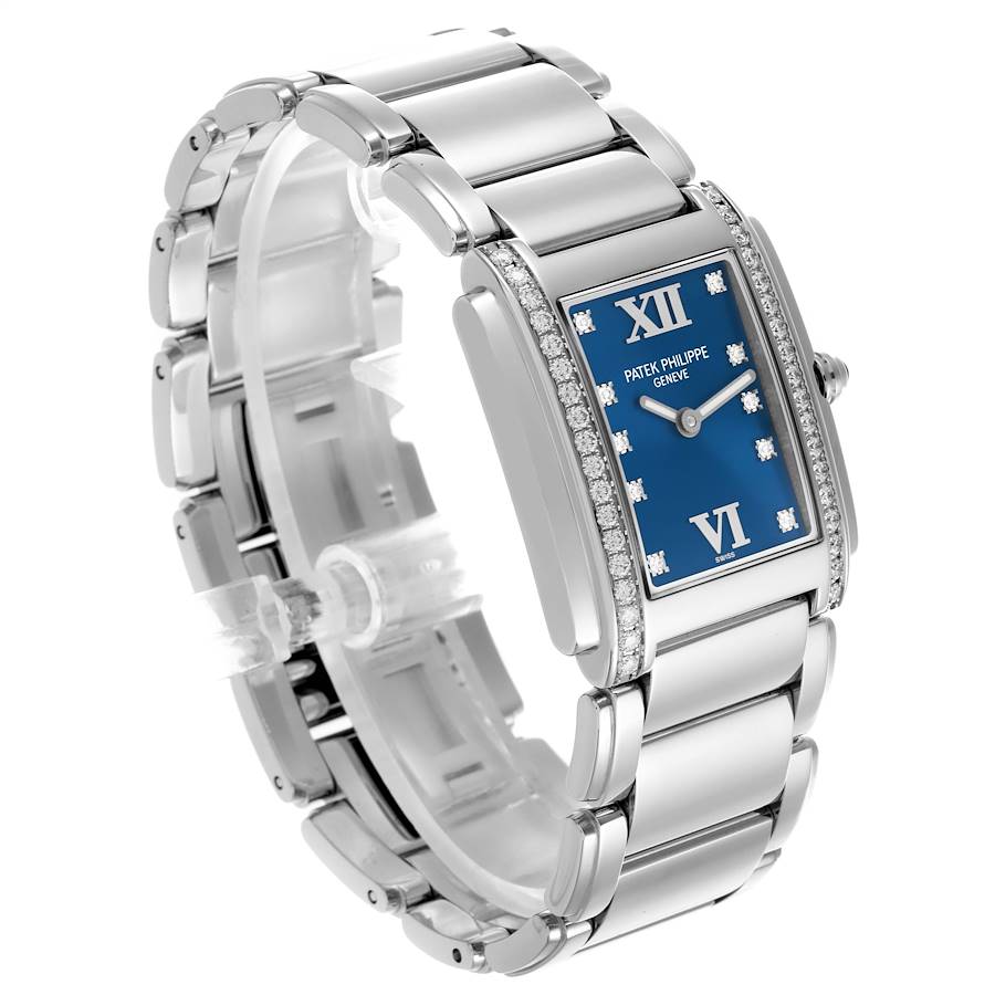 Patek Philippe 4910 Twenty-4 Blue Dial Steel Diamond Ladies Watch-Patek Philippe-JD Watches NY
