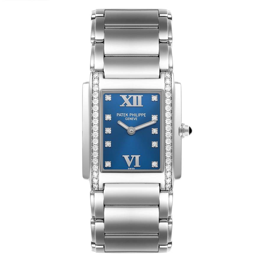 Patek Philippe 4910 Twenty-4 Blue Dial Steel Diamond Ladies Watch-Patek Philippe-JD Watches NY