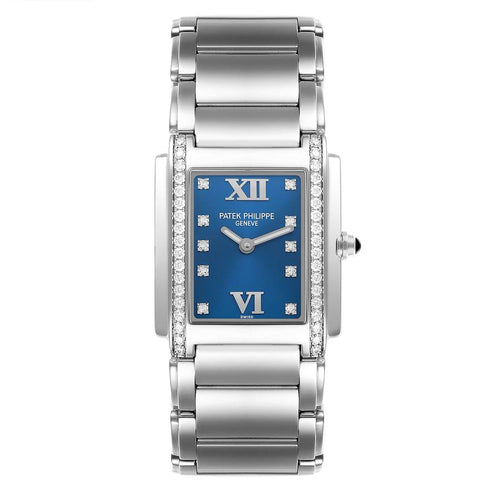 Patek Philippe 4910 Twenty-4 Blue Dial Steel Diamond Ladies Watch