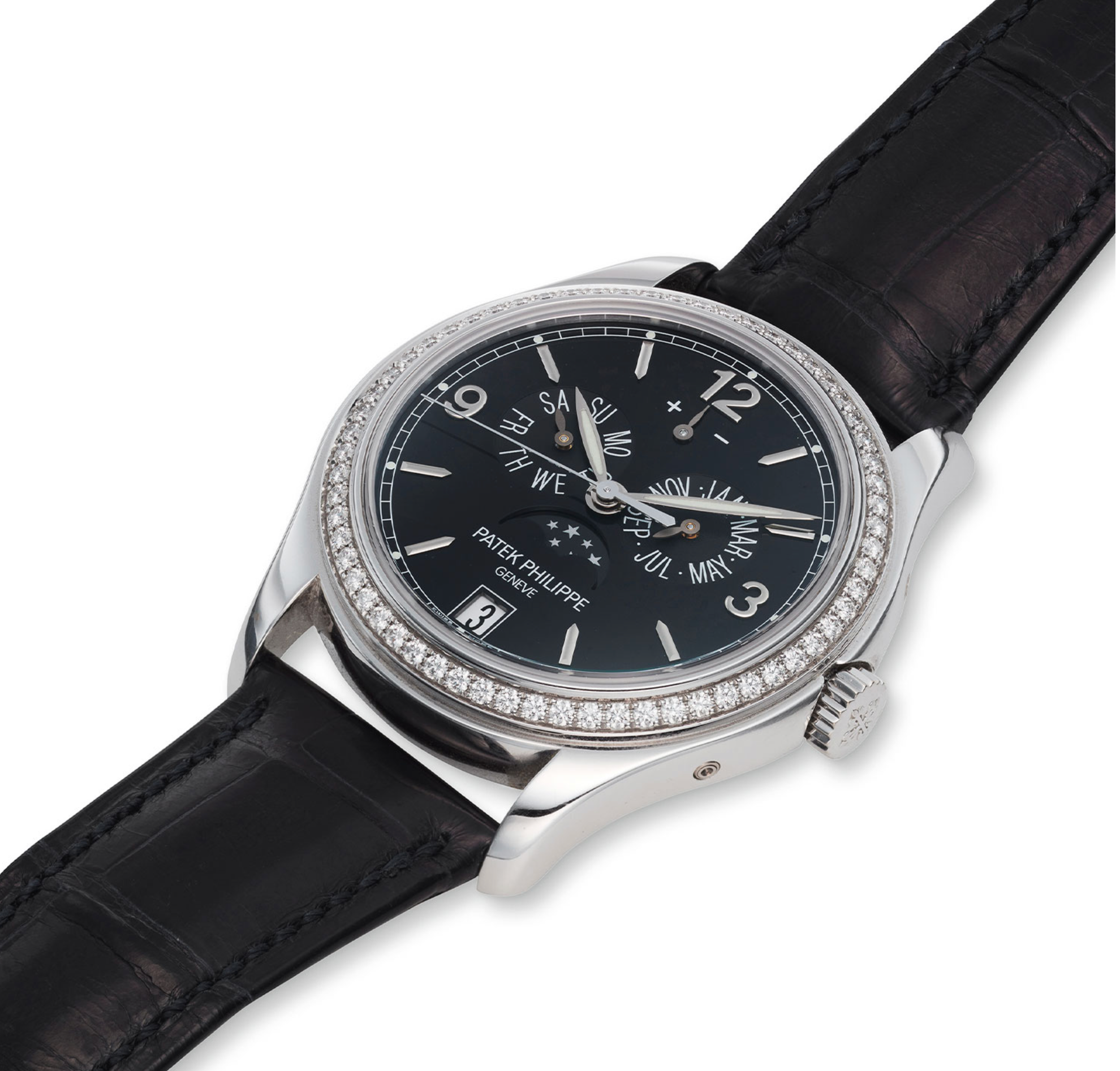 Patek Philippe Annual Calendar Moonphase 5147G – 18k White Gold & Diamond Bezel Ref. 5147G-001-Patek Philippe-JD Watches NY