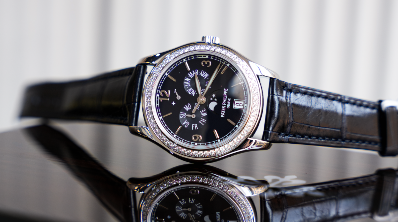 Patek Philippe Annual Calendar Moonphase 5147G – 18k White Gold & Diamond Bezel Ref. 5147G-001-Patek Philippe-JD Watches NY