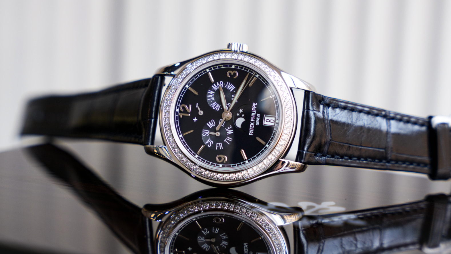 Patek Philippe Annual Calendar Moonphase 5147G – 18k White Gold & Diamond Bezel Ref. 5147G-001-Patek Philippe-JD Watches NY
