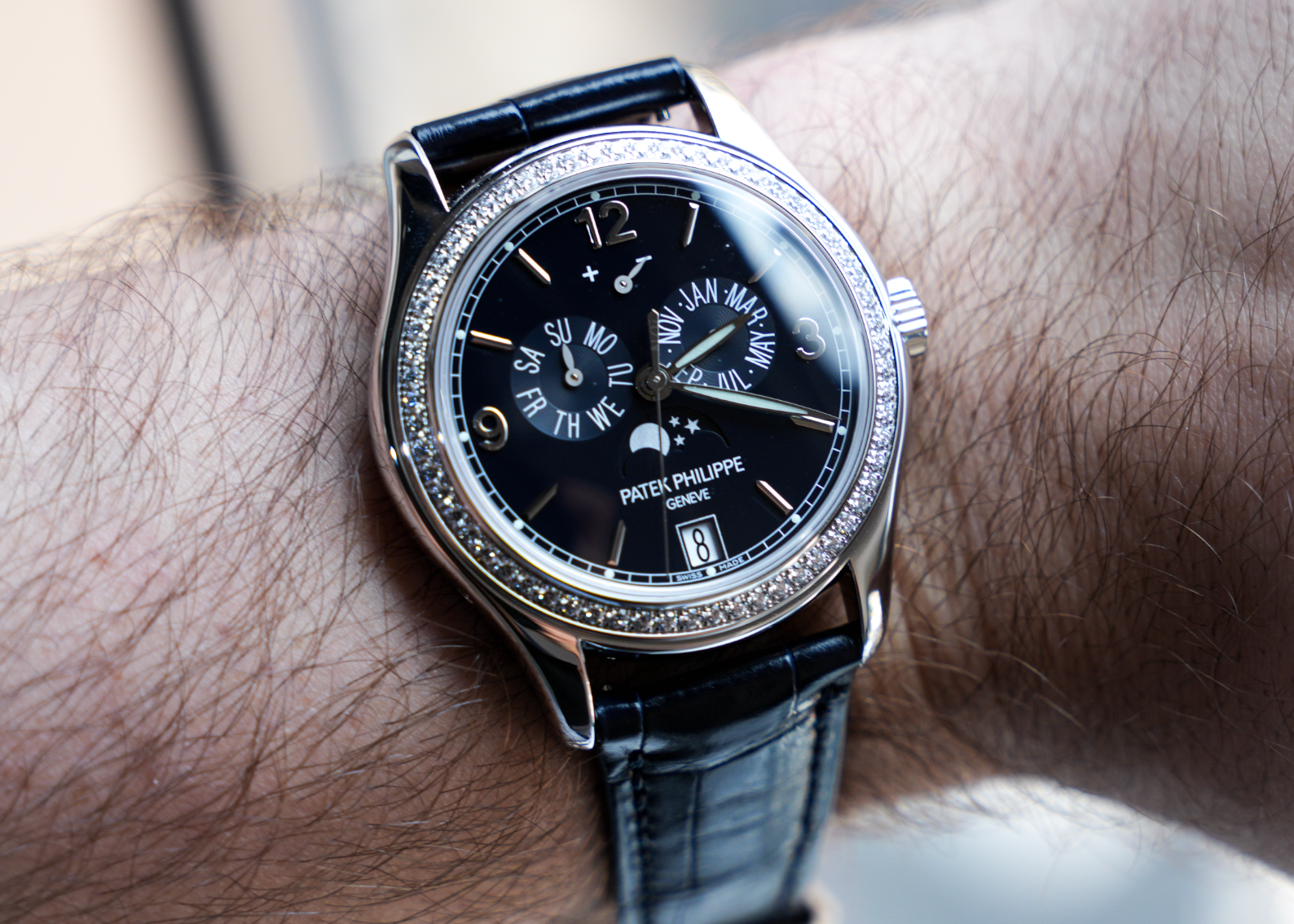 Patek Philippe Annual Calendar Moonphase 5147G – 18k White Gold & Diamond Bezel Ref. 5147G-001-Patek Philippe-JD Watches NY