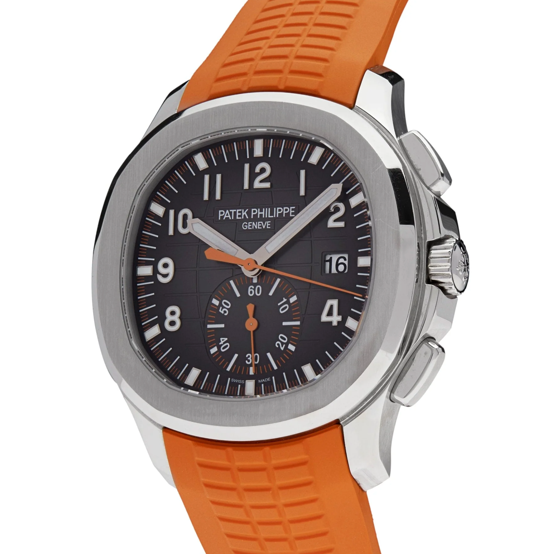 Patek Philippe Aquanaut Chronograph 5968A-001 – Stainless Steel – Black Embossed Dial – Orange Rubber Strap