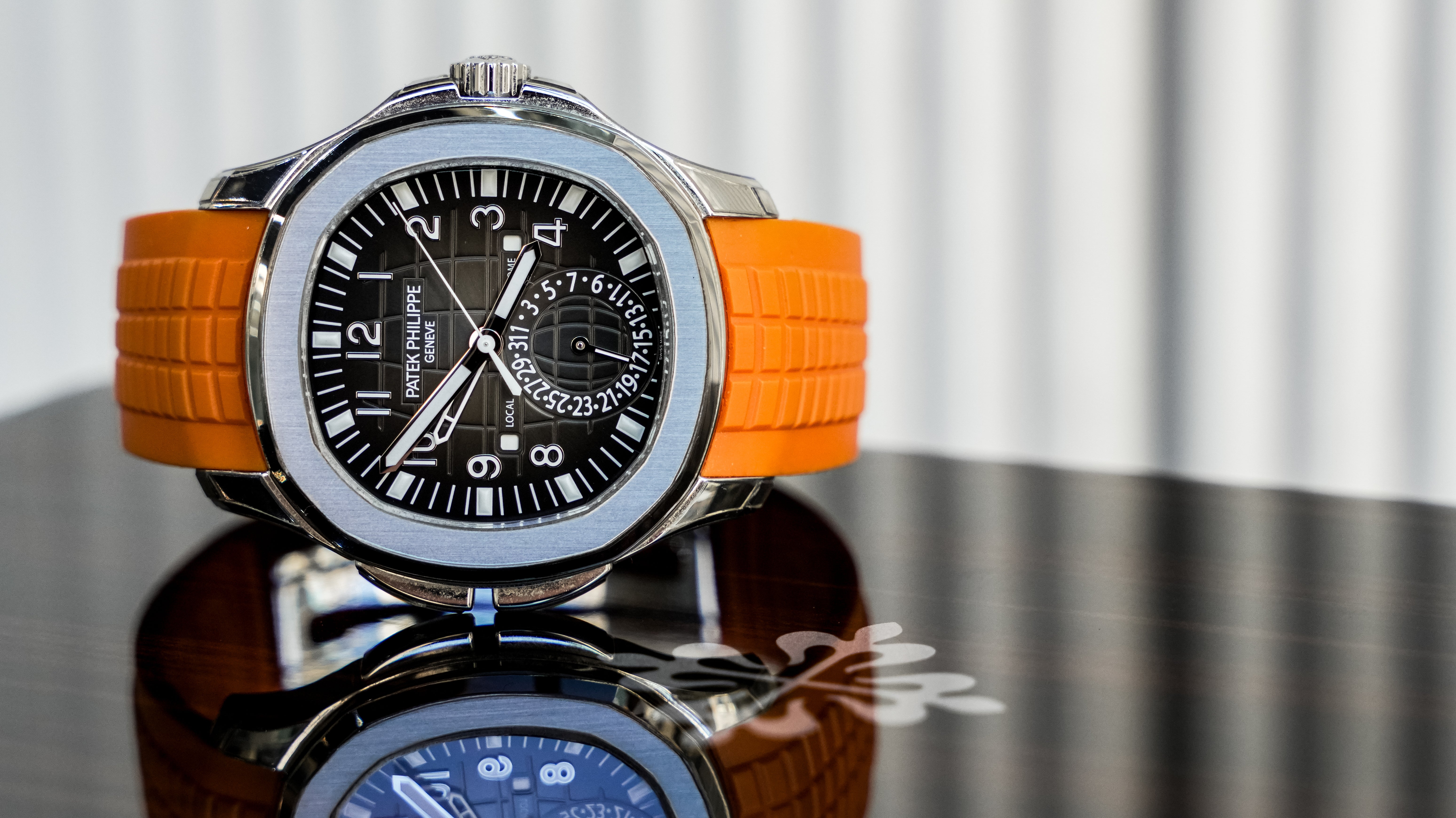 Patek Philippe Aquanaut Travel Time 5164A-001 – Stainless Steel with Orange Rubber Strap-Patek Philippe-JD Watches NY