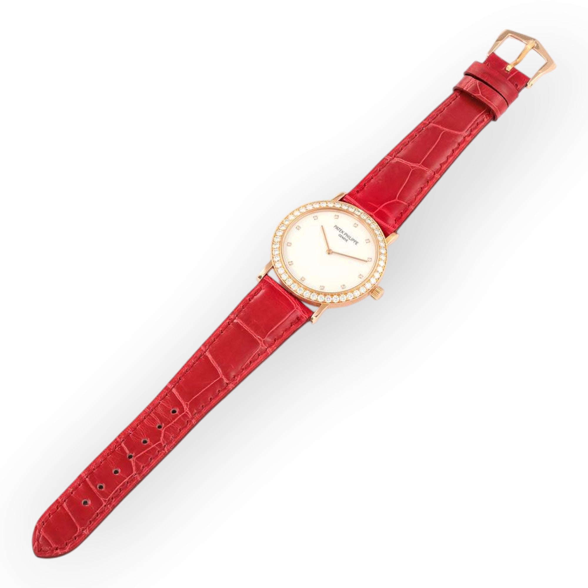 Patek Philippe 5006 Calatrava Rose Gold Silver Dial Diamond Mens Watch-Patek Philippe-JD Watches NY