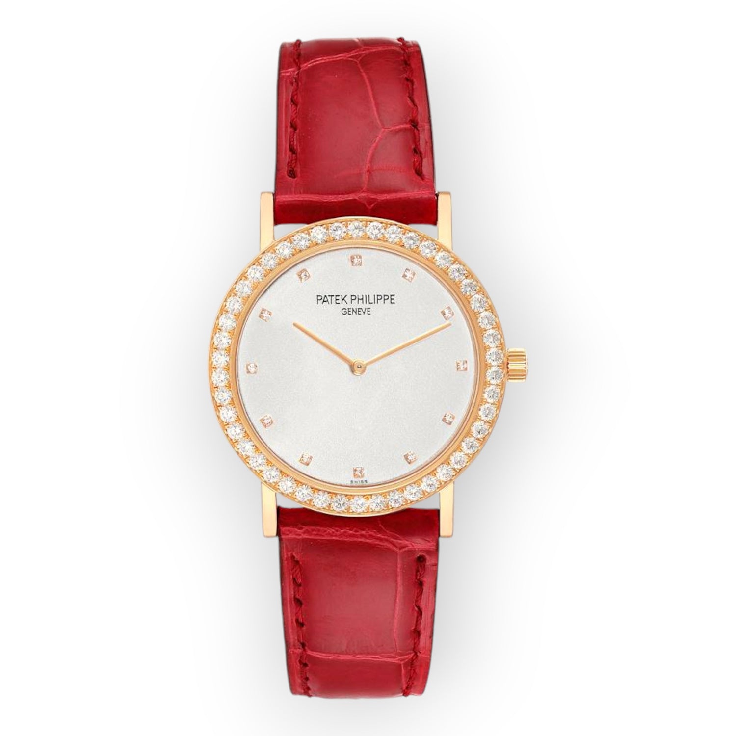 Patek Philippe 5006 Calatrava Rose Gold Silver Dial Diamond Mens Watch-Patek Philippe-JD Watches NY