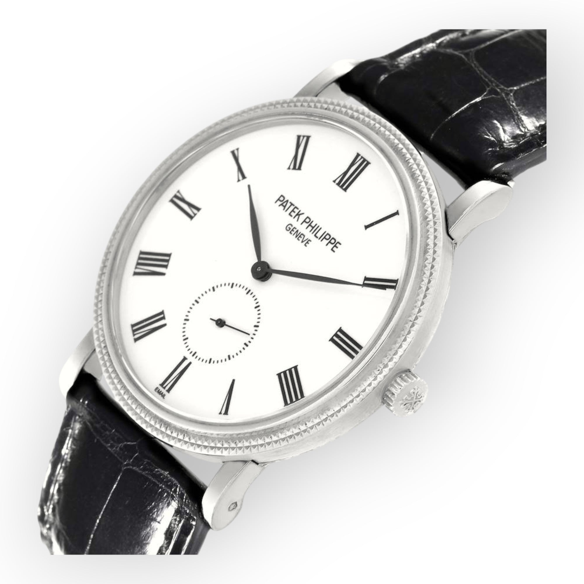 Patek Philippe Calatrava 5116 White Gold White Roman Dial Mens Watch-Patek Philippe-JD Watches NY
