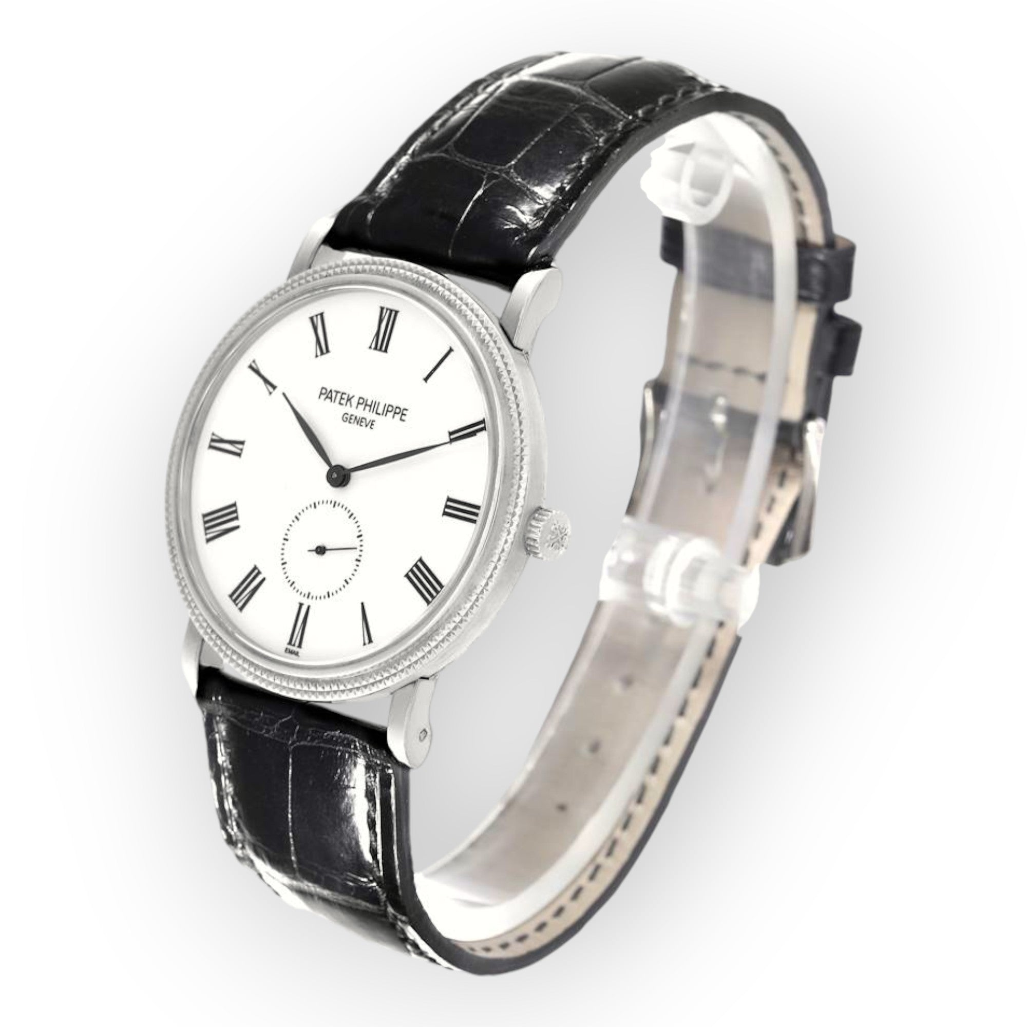 Patek Philippe Calatrava 5116 White Gold White Roman Dial Mens Watch-Patek Philippe-JD Watches NY