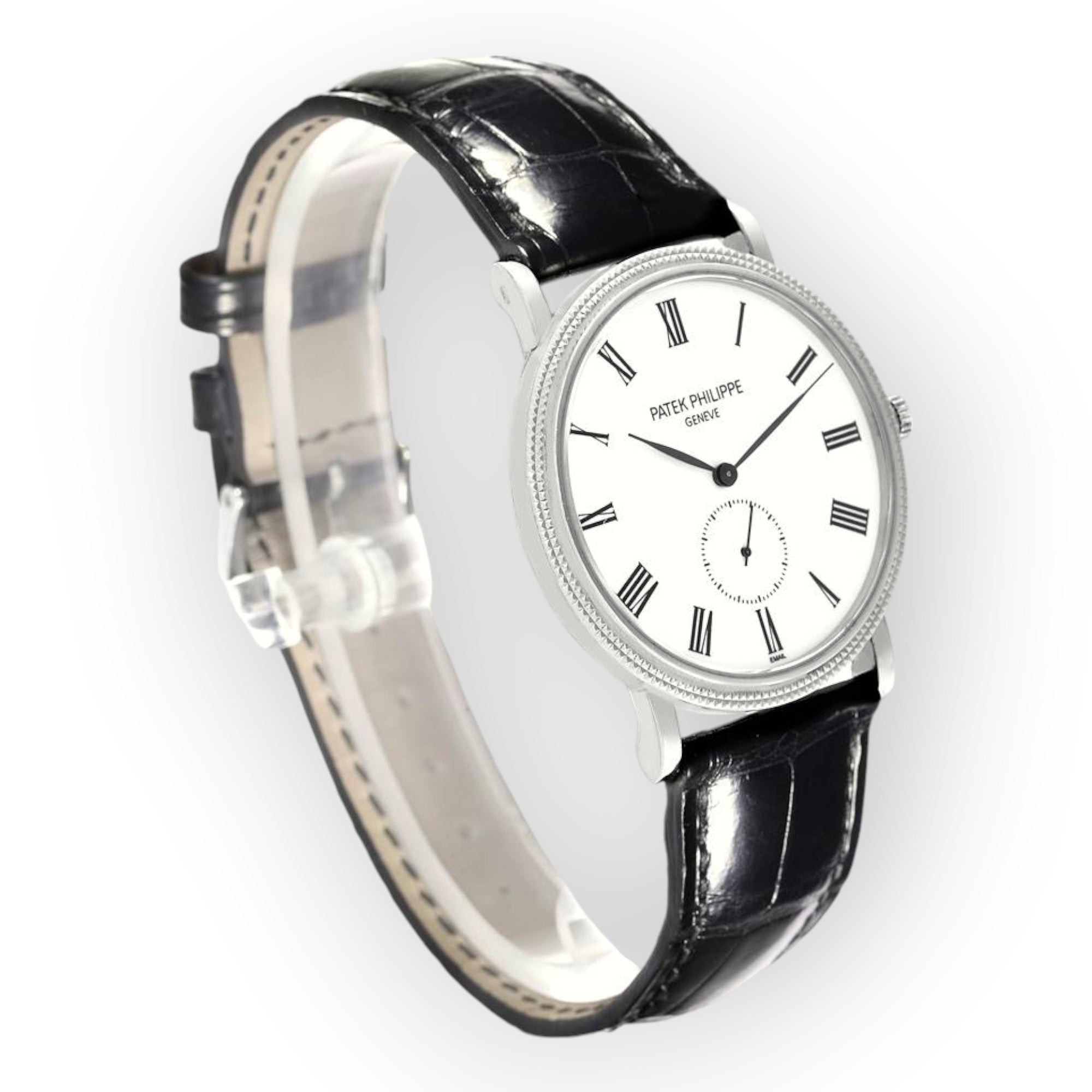 Patek Philippe Calatrava 5116 White Gold White Roman Dial Mens Watch-Patek Philippe-JD Watches NY