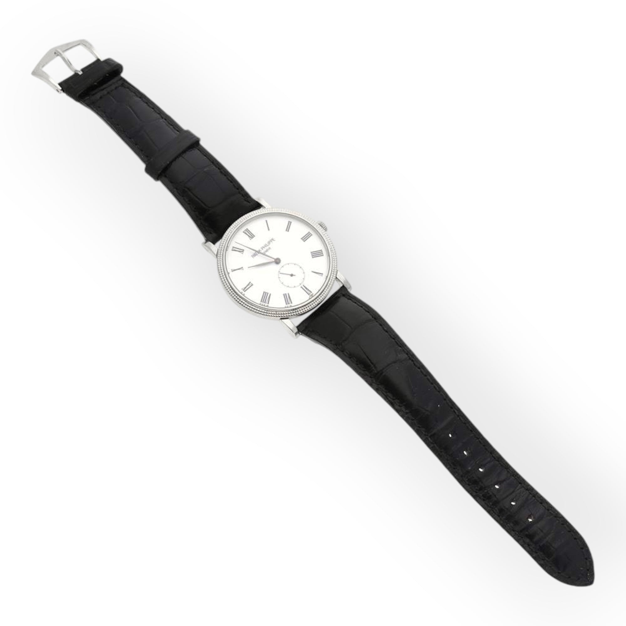 Patek Philippe Calatrava 5116 White Gold White Roman Dial Mens Watch-Patek Philippe-JD Watches NY