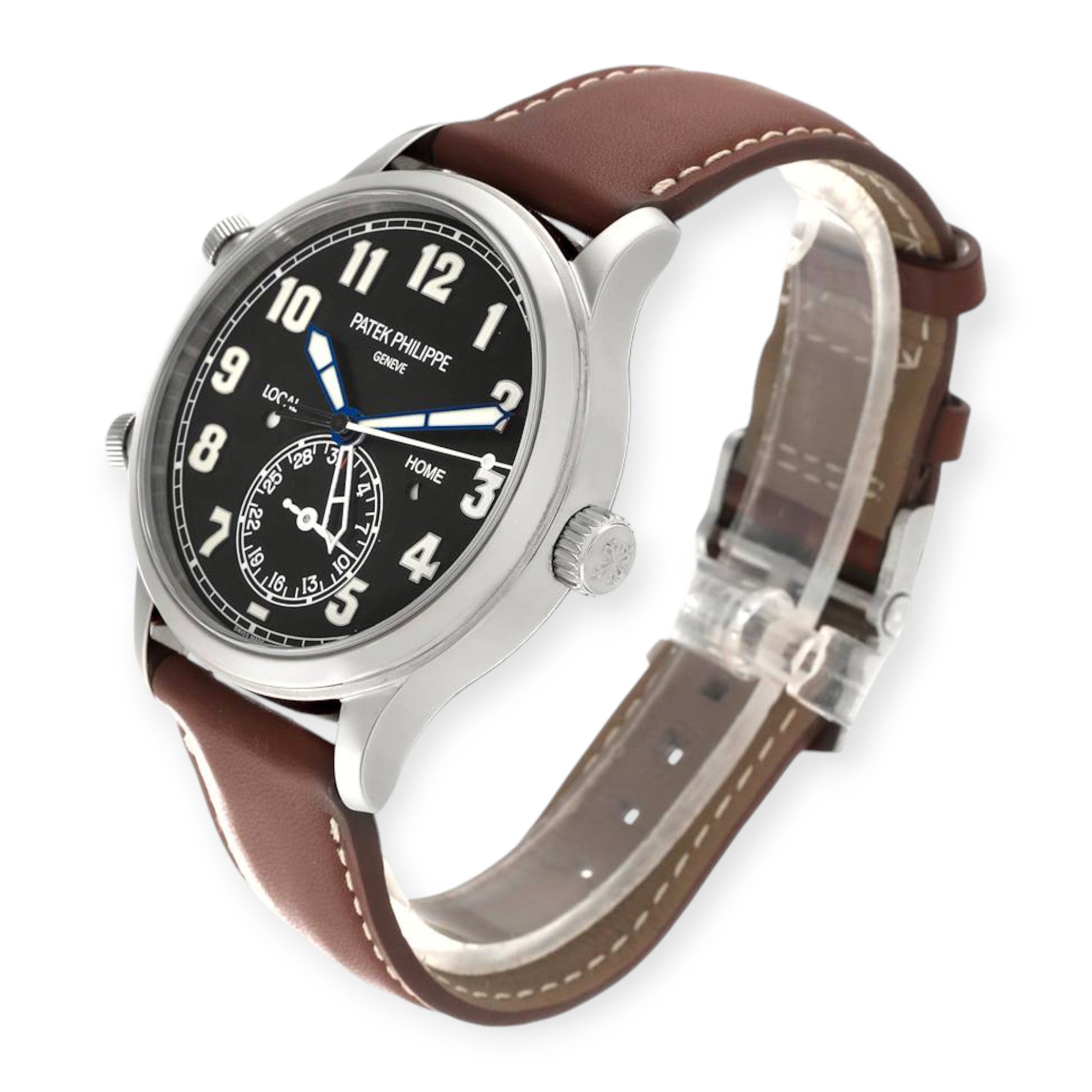 Patek Philippe Calatrava 5524 White Gold Pilot Travel Time Mens Watch-Patek Philippe-JD Watches NY