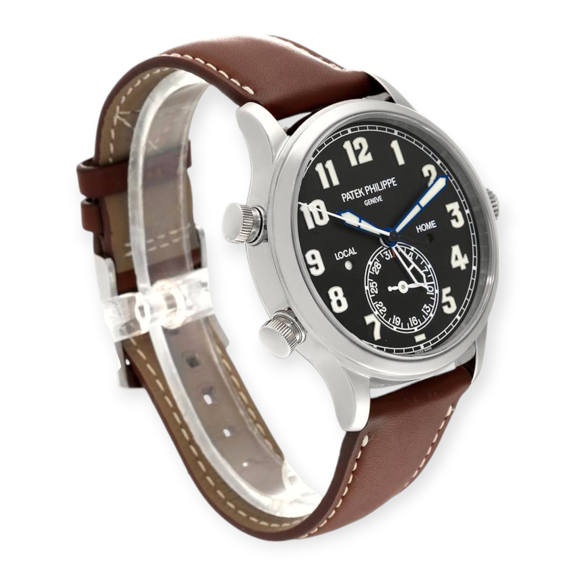 Patek Philippe Calatrava 5524 White Gold Pilot Travel Time Mens Watch-Patek Philippe-JD Watches NY