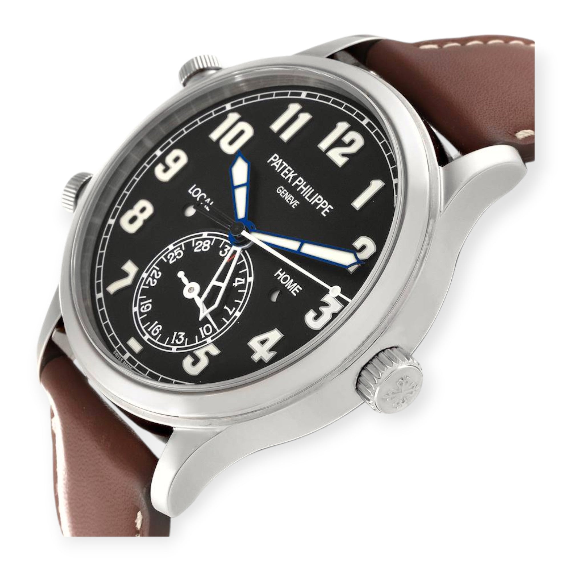 Patek Philippe Calatrava 5524 White Gold Pilot Travel Time Mens Watch-Patek Philippe-JD Watches NY