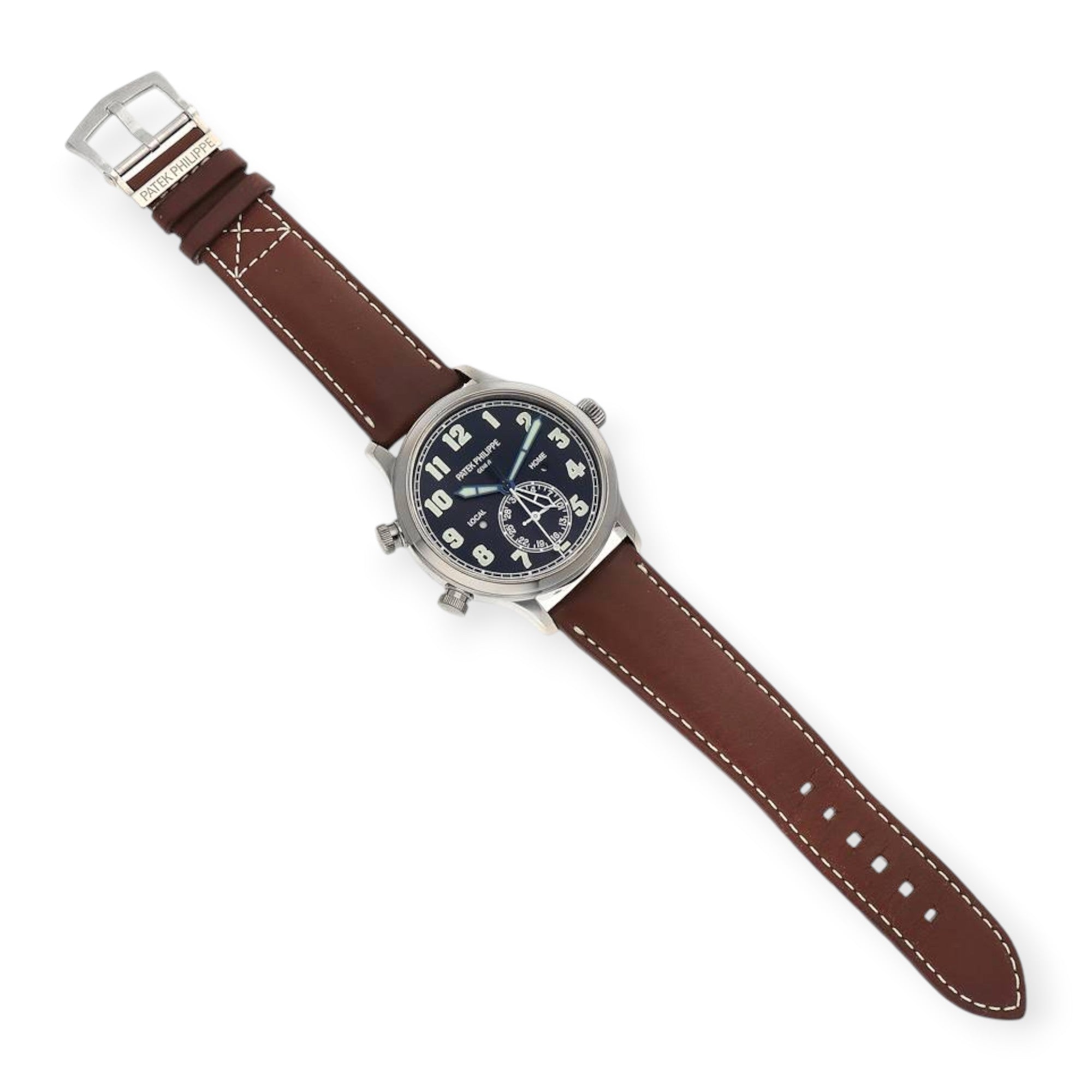 Patek Philippe Calatrava 5524 White Gold Pilot Travel Time Mens Watch-Patek Philippe-JD Watches NY