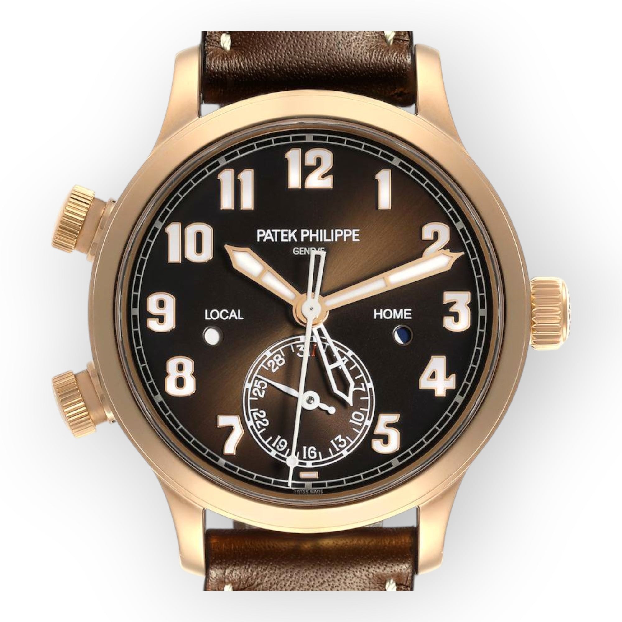 Patek Philippe Calatrava 7234 Rose Gold Pilot Travel Time Mens Watch-Patek Philippe-JD Watches NY