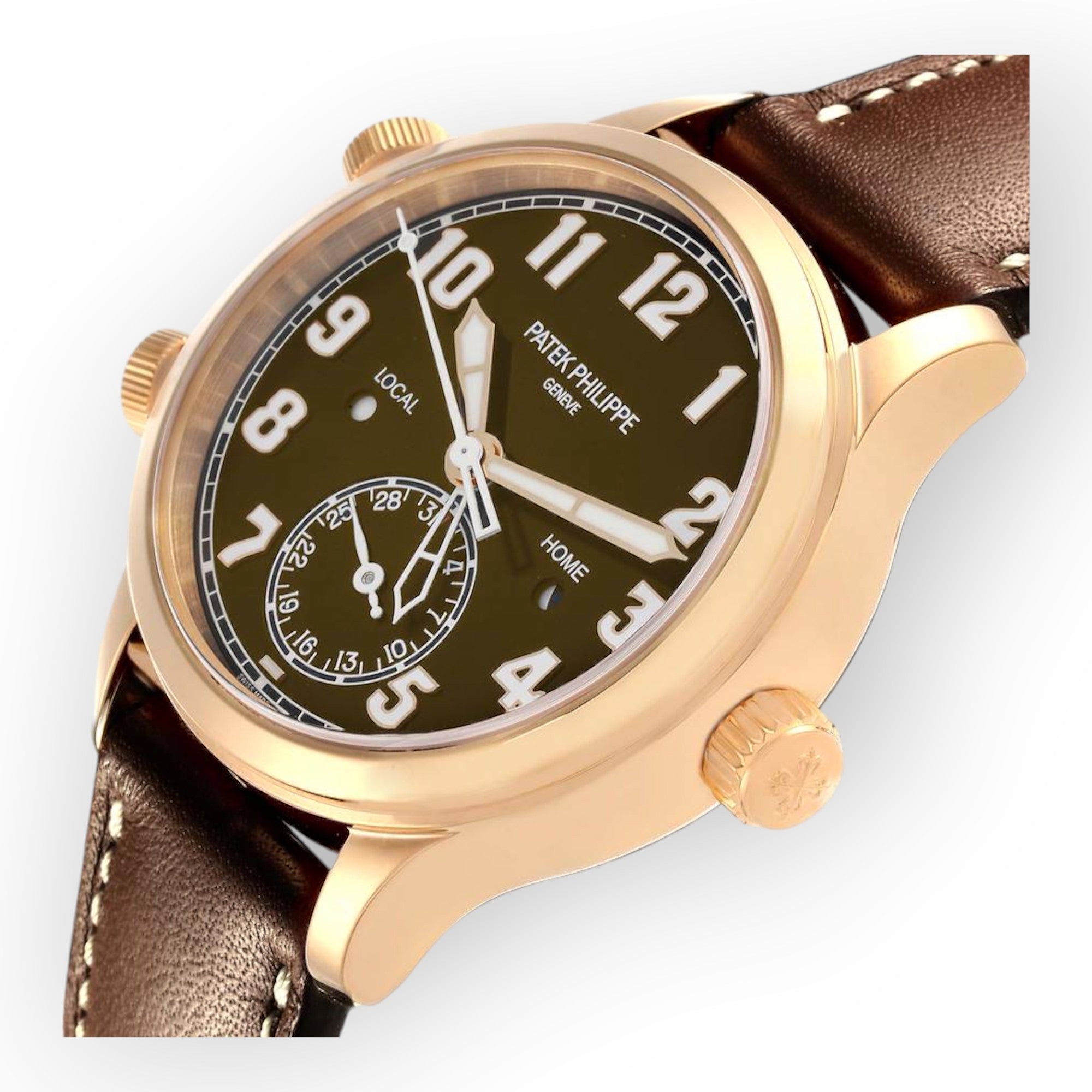 Patek Philippe Calatrava 7234 Rose Gold Pilot Travel Time Mens Watch-Patek Philippe-JD Watches NY