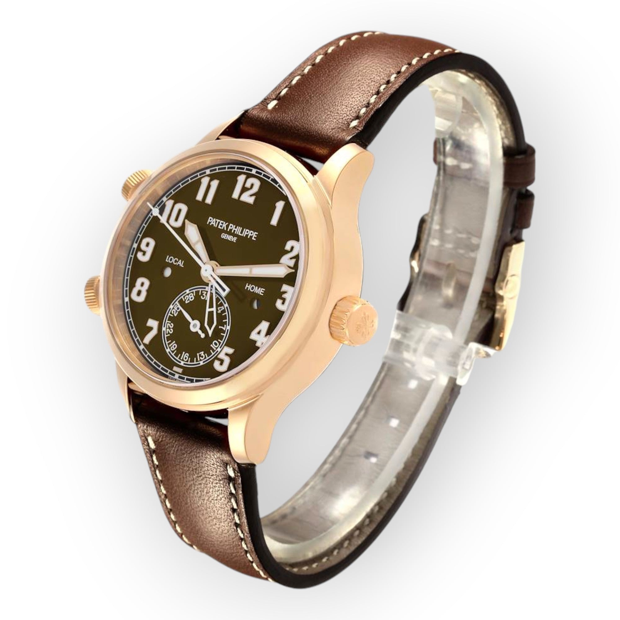 Patek Philippe Calatrava 7234 Rose Gold Pilot Travel Time Mens Watch-Patek Philippe-JD Watches NY