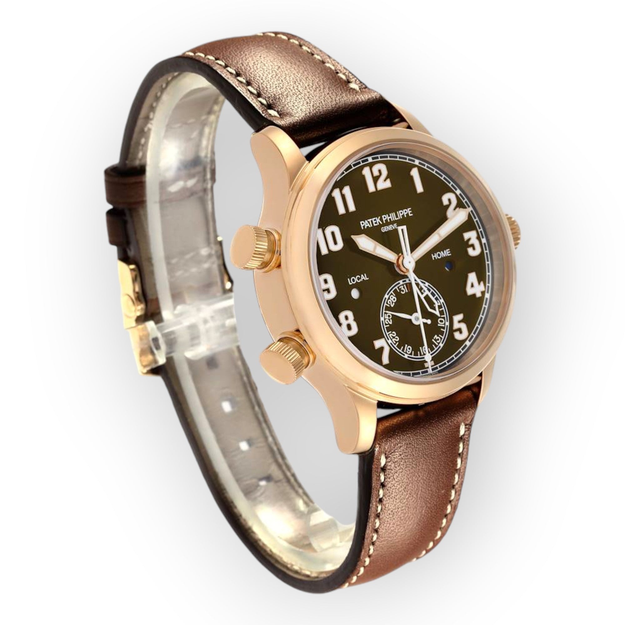 Patek Philippe Calatrava 7234 Rose Gold Pilot Travel Time Mens Watch-Patek Philippe-JD Watches NY
