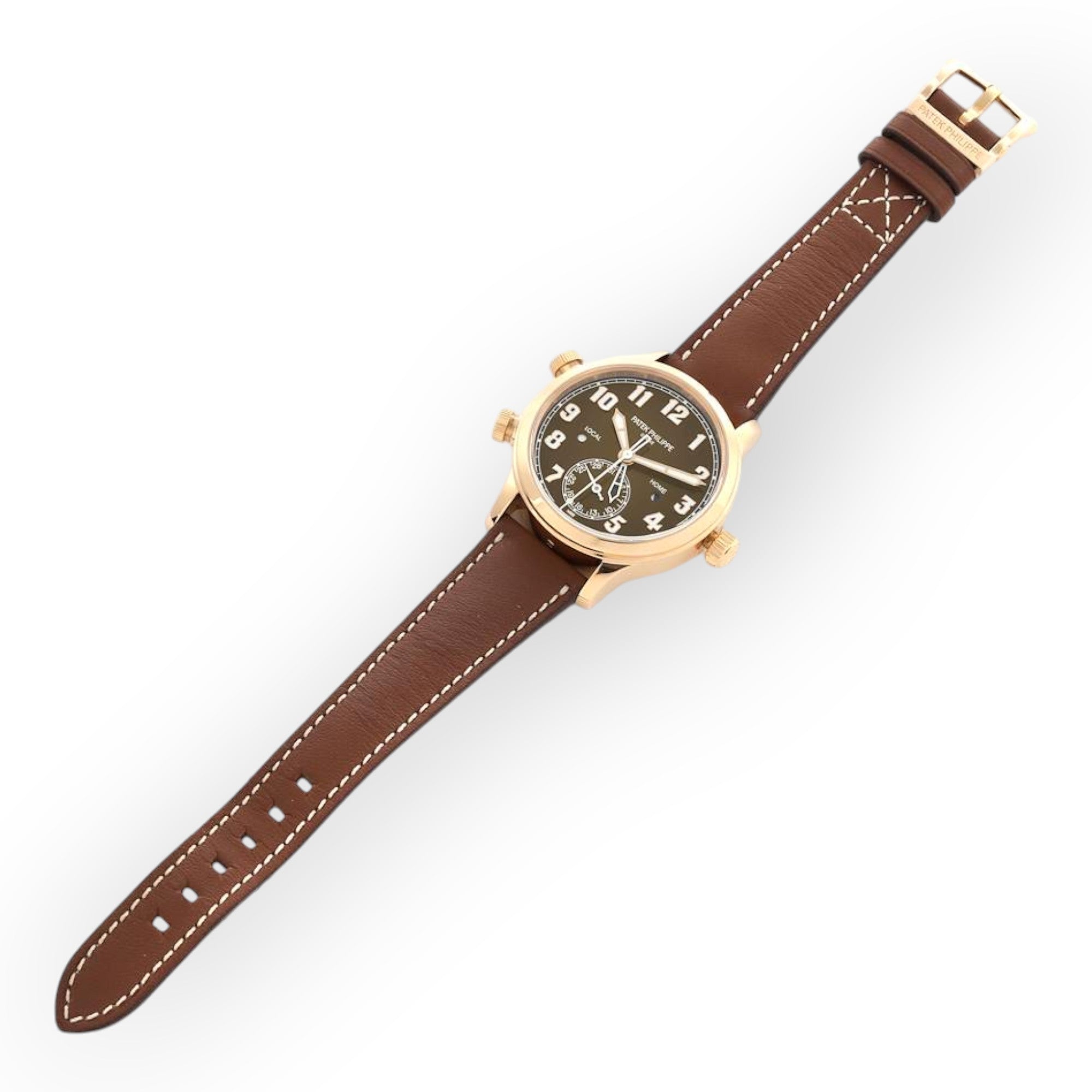 Patek Philippe Calatrava 7234 Rose Gold Pilot Travel Time Mens Watch-Patek Philippe-JD Watches NY